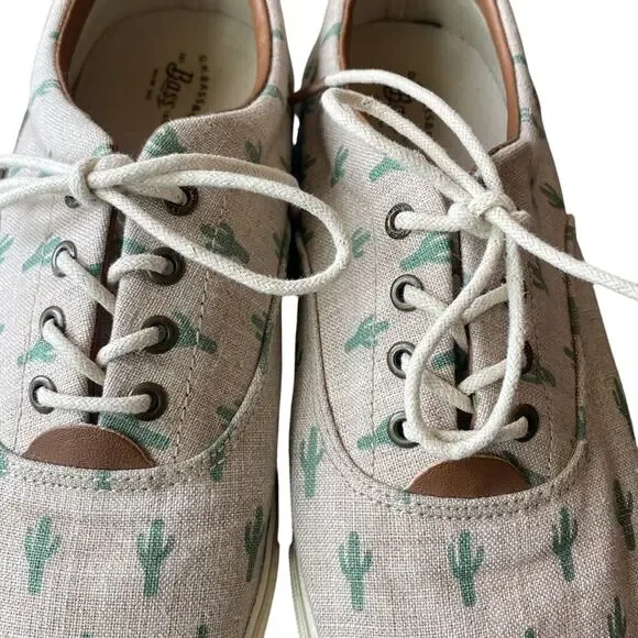GH BASS & CO Cactus Print Canvas Sneakers Womens Sz 9 Tan Green Western - Picture 4 of 10